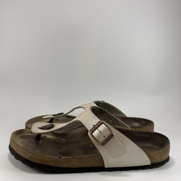 Birkenstock Gizeh Sandals Womens Size 41 Size 10-10.5 Beige Pearl Flip Flops - Picture 3 of 9